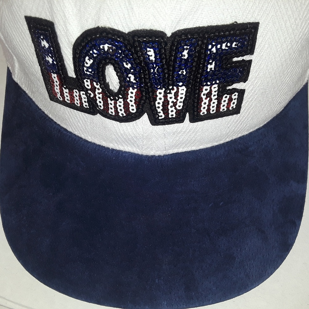 Love Adjustable Baseball Cap White and Navy Color